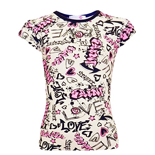 a2z4kids Niños niñas Nueva Love cómic Graffiti Print Leggings Midi Vestido Skater Top 2u00a0u0096u00a013 - -