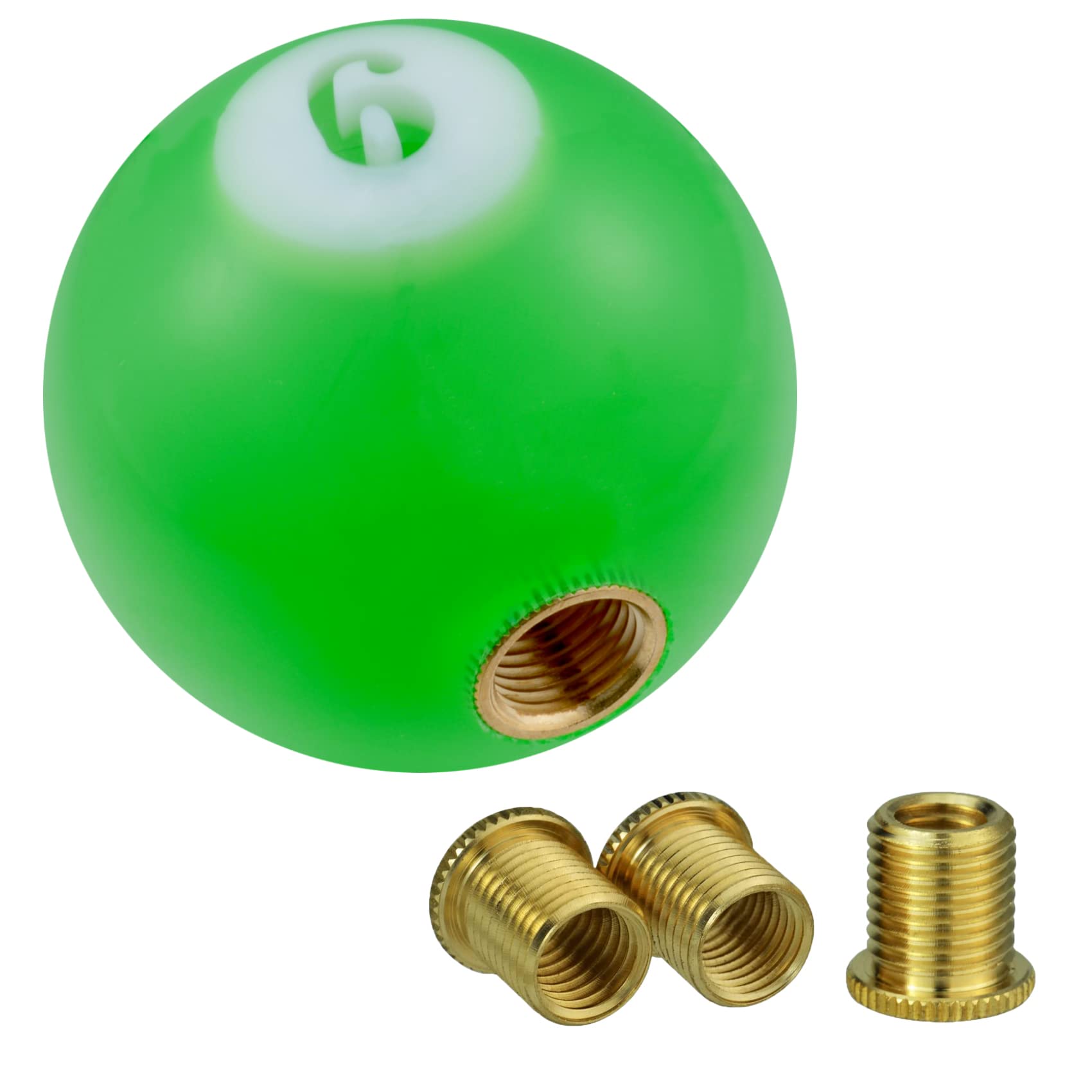 Lunsom Round Ball Shift Knob, Gear Shifter Knobs with 3 Adapters Head Shift Ball Handle for Manual Automatic Vehicles,Green