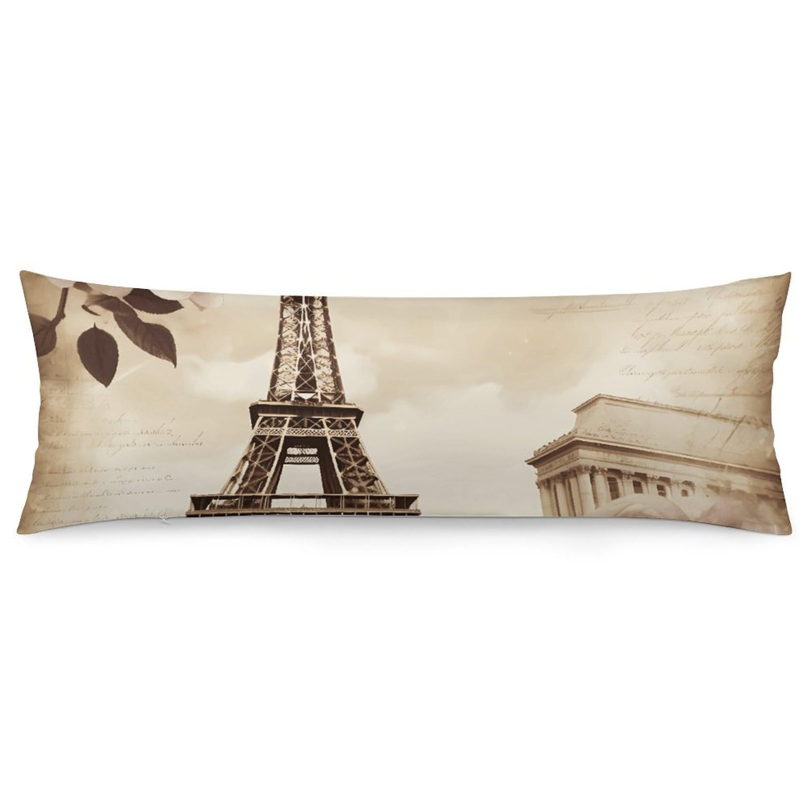 2 Pack Pillow Cases for Hair and Skin, Soft Breathable Pillow Case Covers with Hidden Zipper, Vintage Paris Eiffel Tower Butterfly Pillowcase 20"x54" Pillow Covers for Sleeping Gift