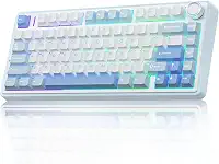 AULA F75 - Teclado mecânico de 75%, junta de teclado personalizada intercambiável a quente, interruptor de madeira cinza pré-lubrificado RGB retroiluminado teclado para jogos, teclado mecânico de 2,4