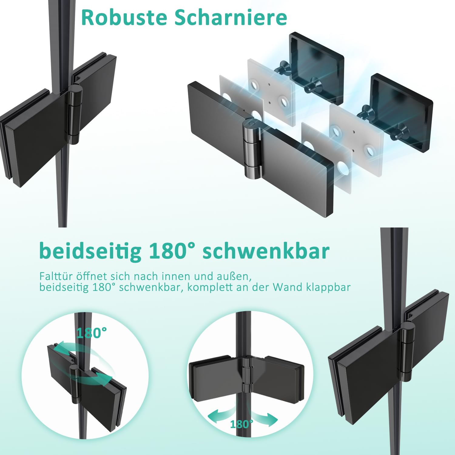 Duschwand für Badewanne 140x140cm 3-teilig faltbar Badewannenaufsatz Badewannenfaltwand Duschwand Faltwand Duschabtrennung für Badewanne mit 6mm NANO Sicherheitsglas, Matt Schwarz