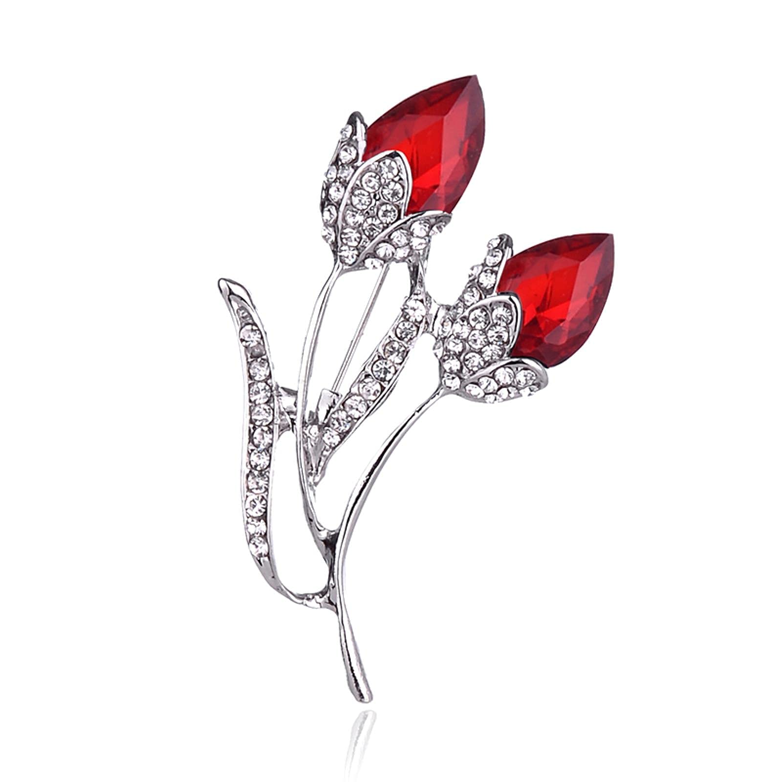 Brooch Fashion Exquisite and Elegance Crystal-Encrusted Tulip Flower pins Concise Style Birthday Party Gift Women Girl (Blue)