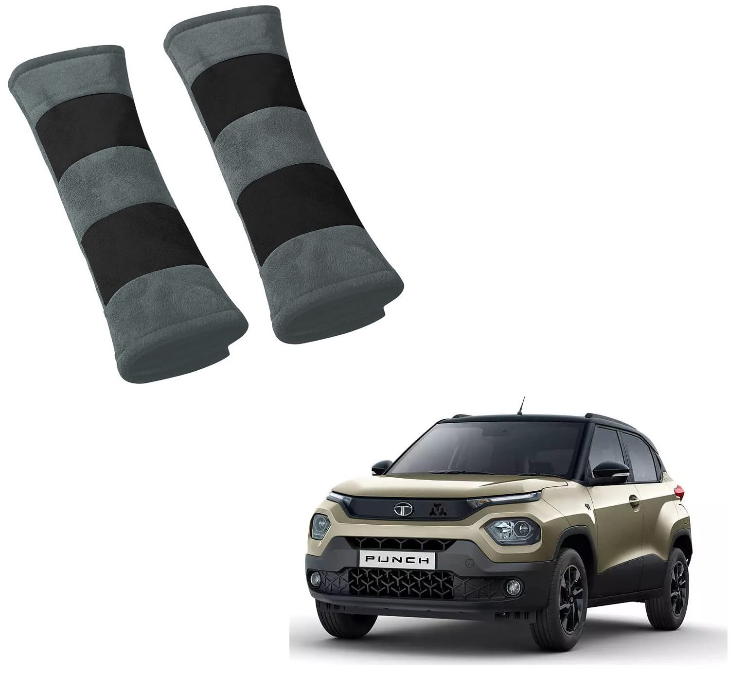 Auto Addict Seat Belt Cushion (Pack of 2, Grey and Black) for TATA Punch-picture-19