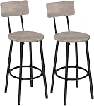 Tabourets de bar HOOBRO, ensemble de 2 chaises de bar, tabourets de bar avec repose-pieds et dossier, pour cuisine, salon, bar, pieds réglables, facile à assembler, Brun rustique et Noir BF32BY01G2