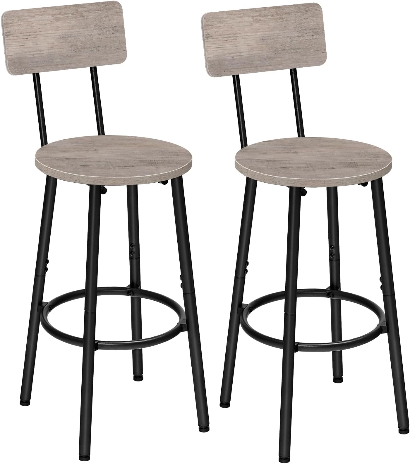 HOOBRO Bar Stools,Set of 2 Bar Stools,25.2" Bar Chairs for Kitchen Island, Dining Room,Easy to Assemble, Greige and Black BG32BY01G1
