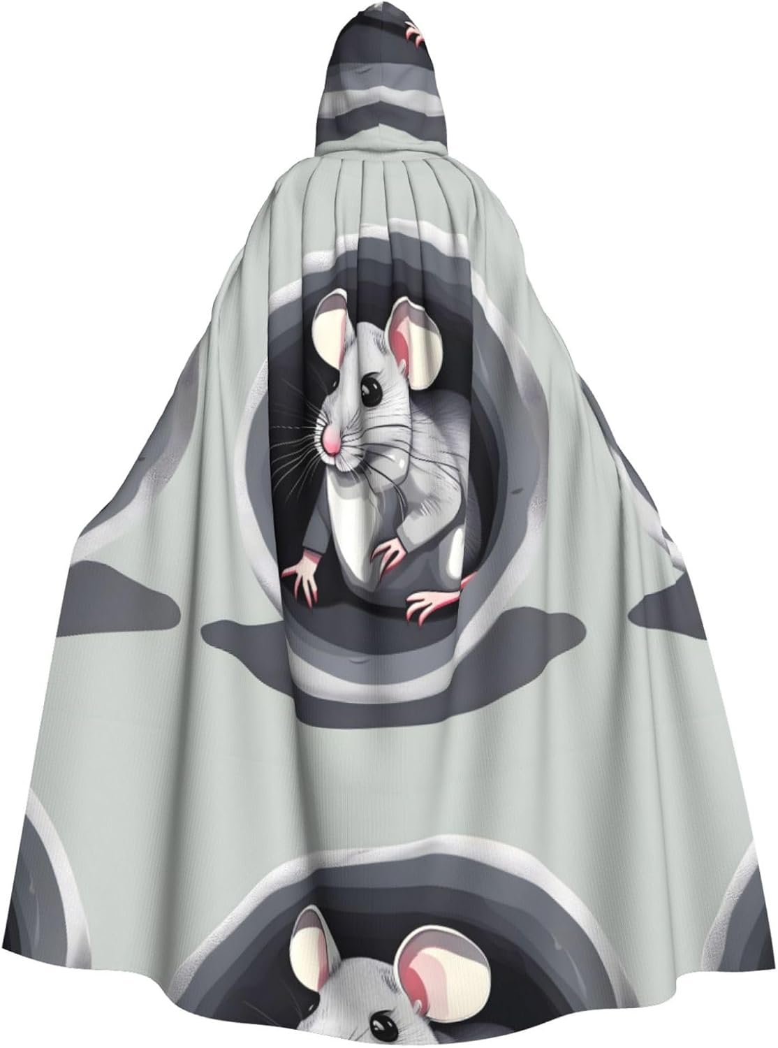 Mouse In The Hole Men Women Halloween Role Play Party Decoration Hooded Poncho Black