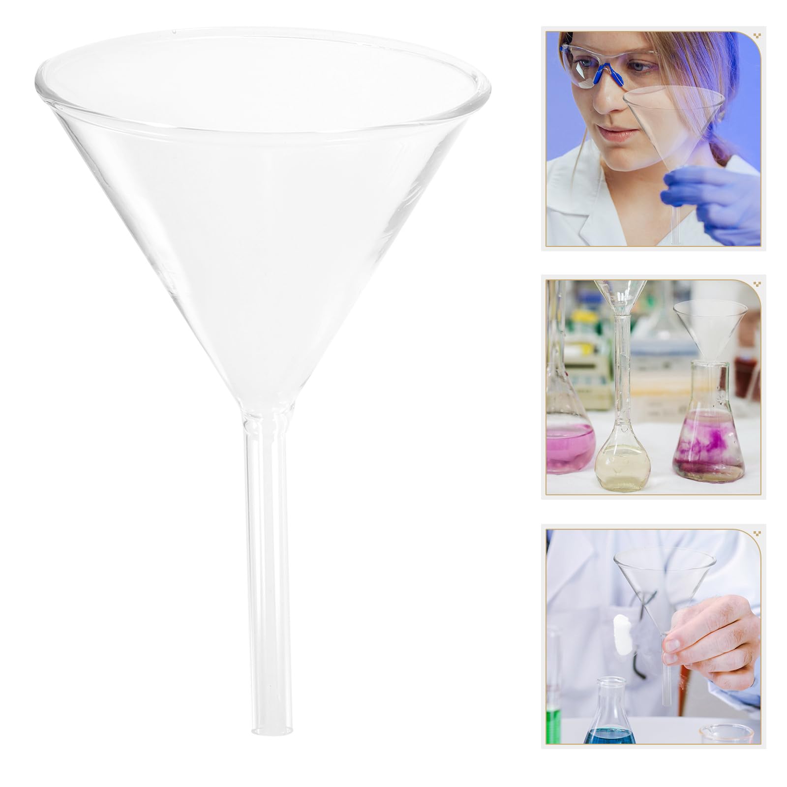 SHINEOFI Entonnoirs en Verre Borosilicaté Diamètre 40 à 90mm pour Laboratoire Lot de 4 Polyvalents et Organisateurs pour Recherches Biologiques