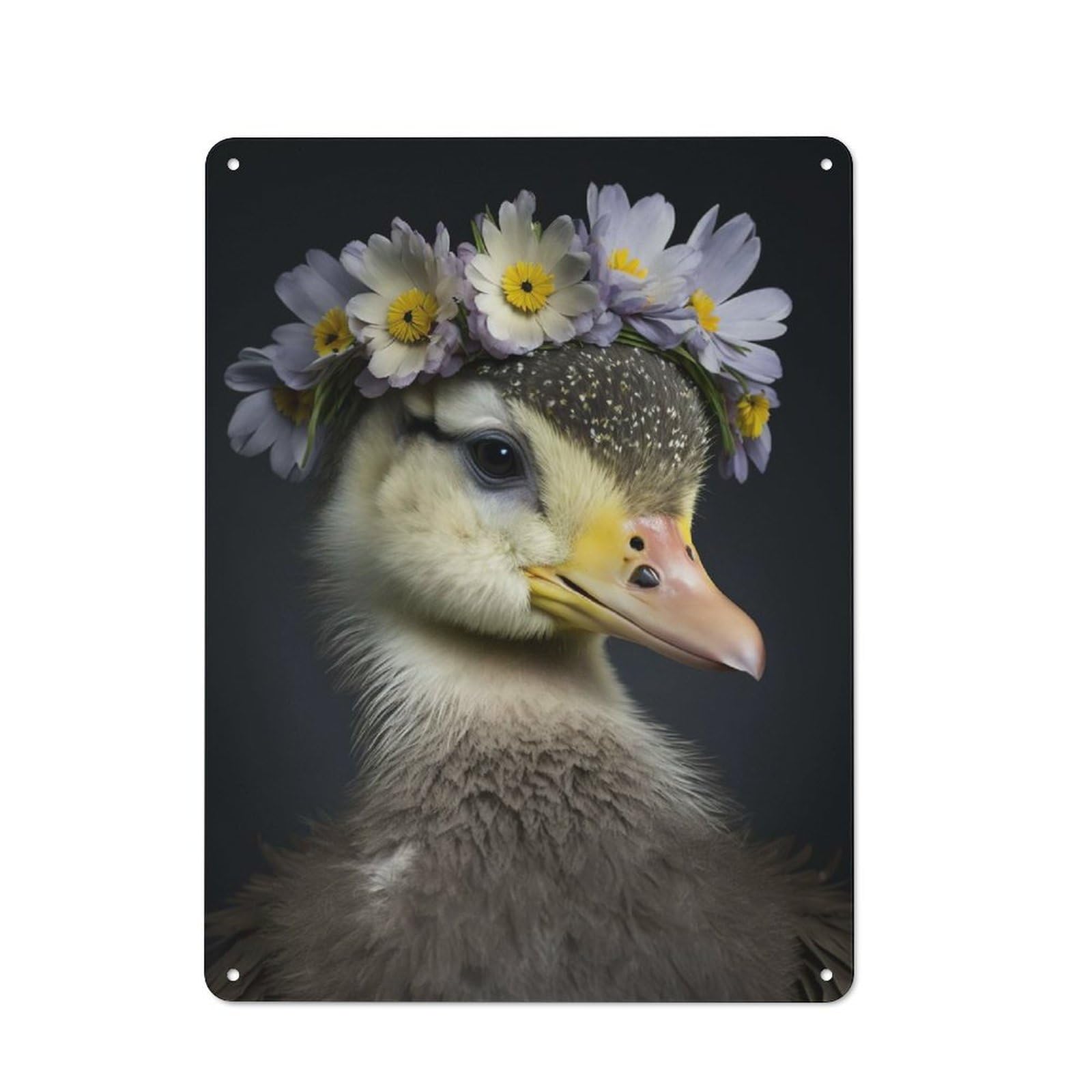 Junmoney Cute Baby Fluffy Duck Metal Wall Sign 40X30cm Featuring For Home Bar Wall, Housewarming Present For People Styling Home Bar