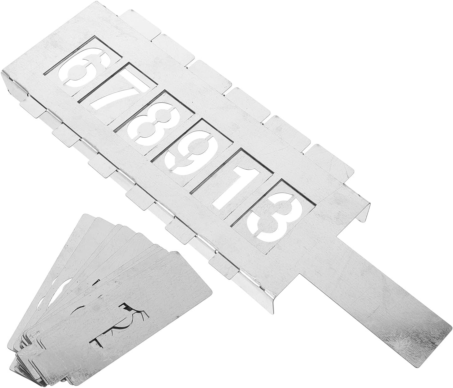 Delicate Number Stencils Spray Paint Templates Hollow-Out Metal Stencil Kit 3Cm Digits 0-9 6-Slot Zinc-Plated Iron Holder for DIY Crafting and Painting