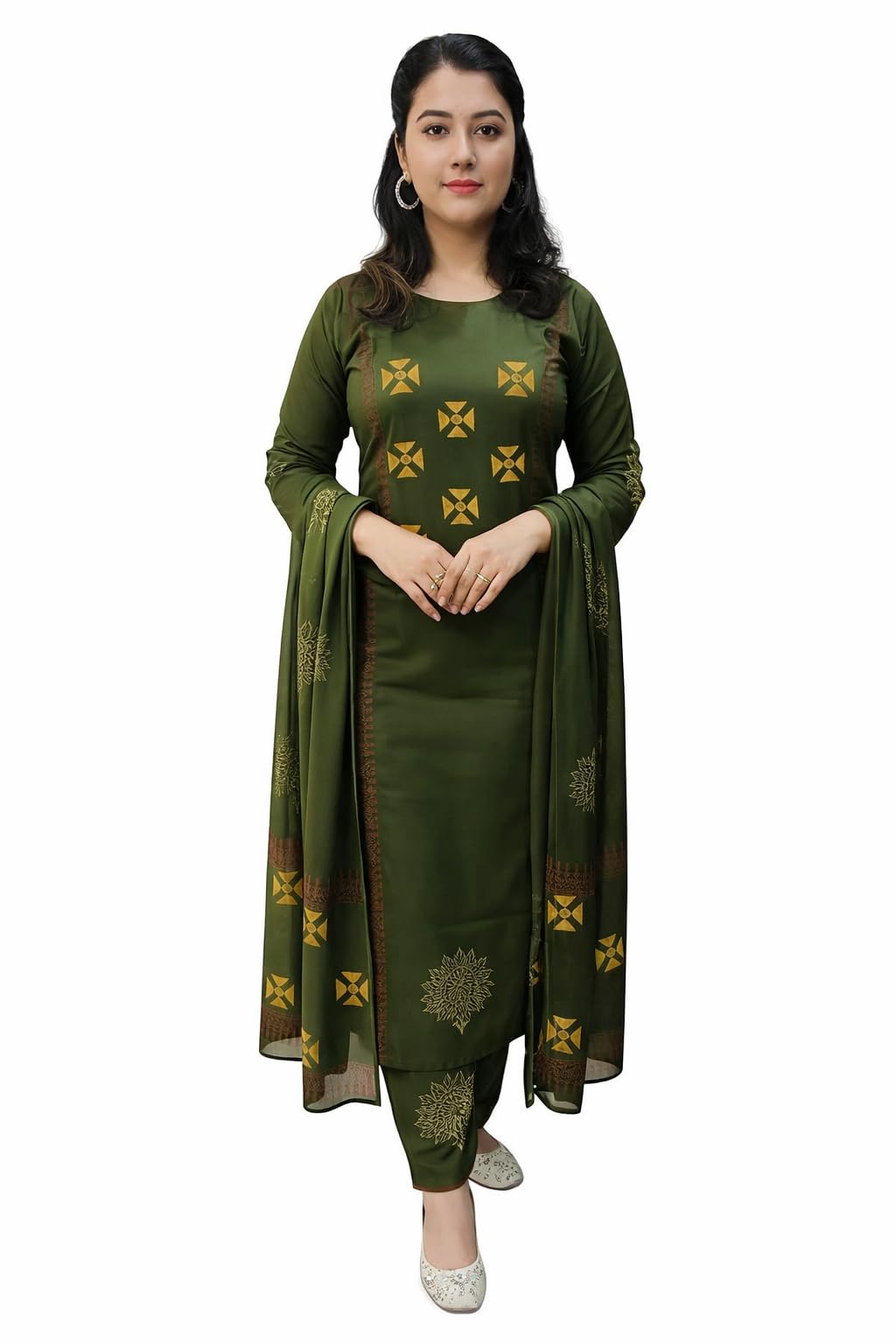 anni designer Women's Rayon Viscose Straight Printed Kurta with Palazzo and Dupatta-picture-45