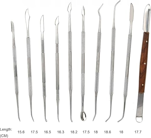 Miniatura 2 de Angzhili Herramientas de tallador de cera dental de acero inoxidable, 10 cuchillos de tallado de yeso, kit de tallado de cera para moldear cera,