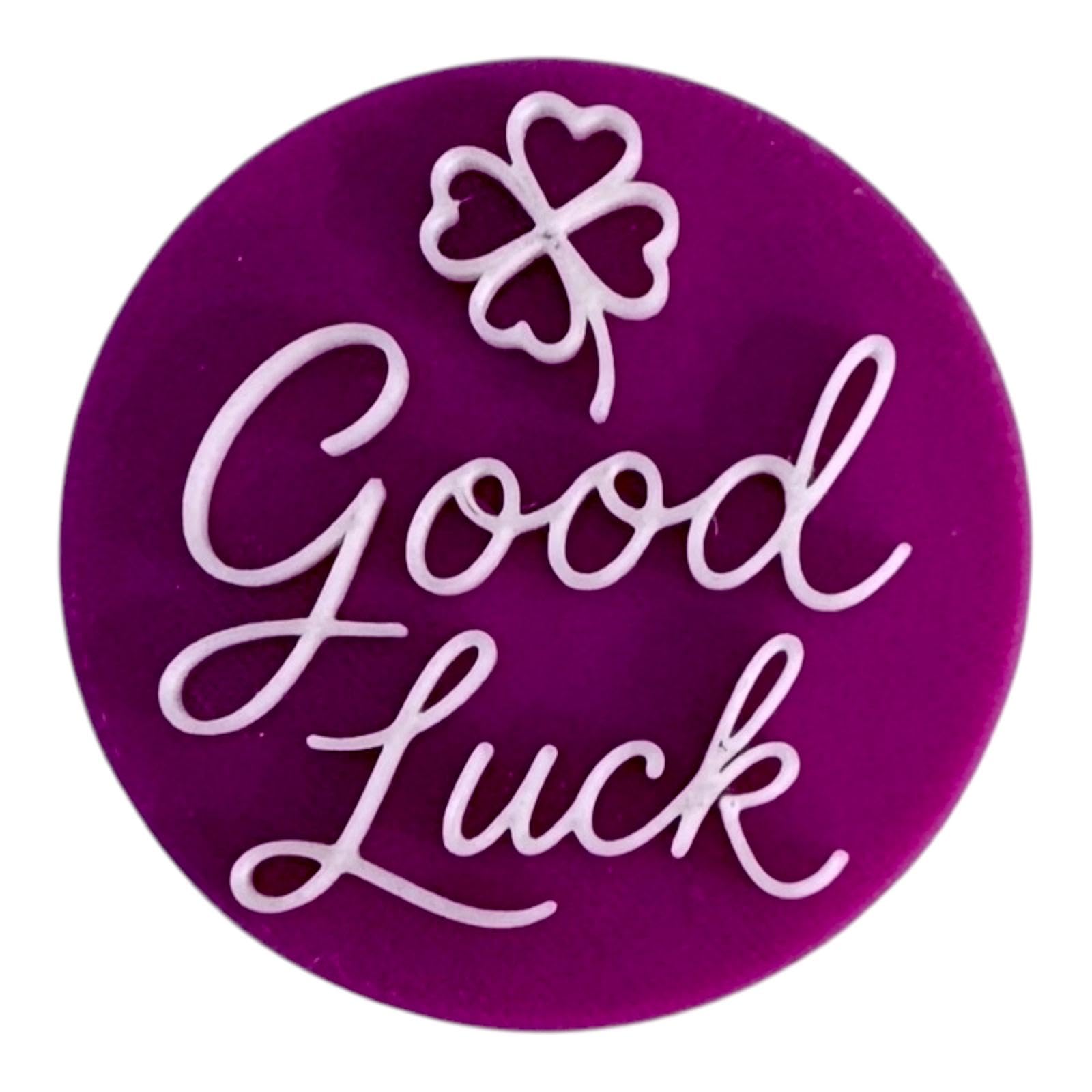 'Good Luck' Embosser Stamp for Icing Fondant Cupcake Cake Decoration Frosting Sugar Paste Cookie Baking 6 cm Diameter (Pattern 3)