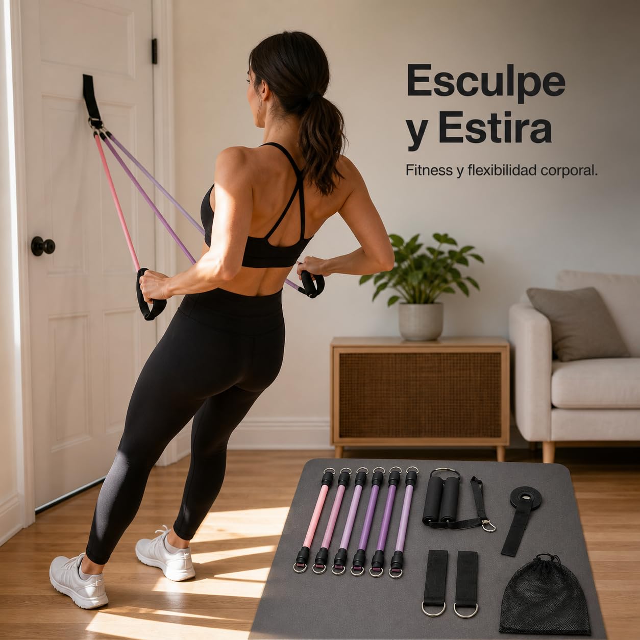 Bande di Resistenza, Set Elastici | gomma resistente - cinghie caviglie - borsa - maniglie - ancoraggio porta - per body building - per sport