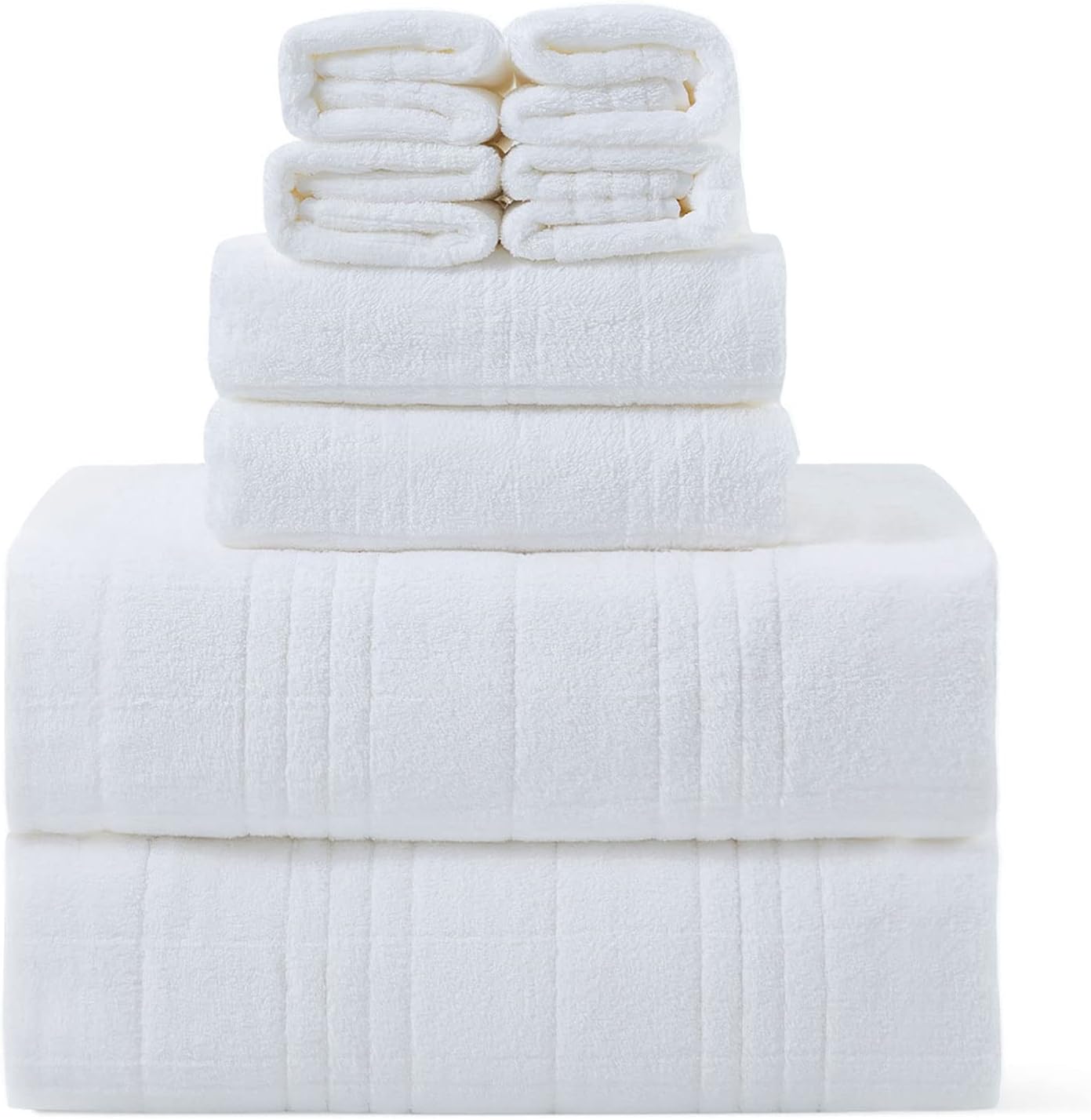 Junsey White Bath Towels Set of 8, 2 Large Bath Towels 35