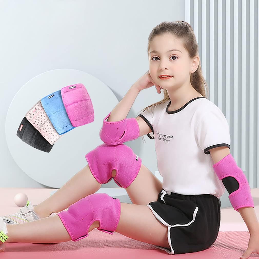 Knee and Elbow Pads Protective Gear Set for Cycling Running Volleyball Crashproof Antislip for Kids Youth Adults