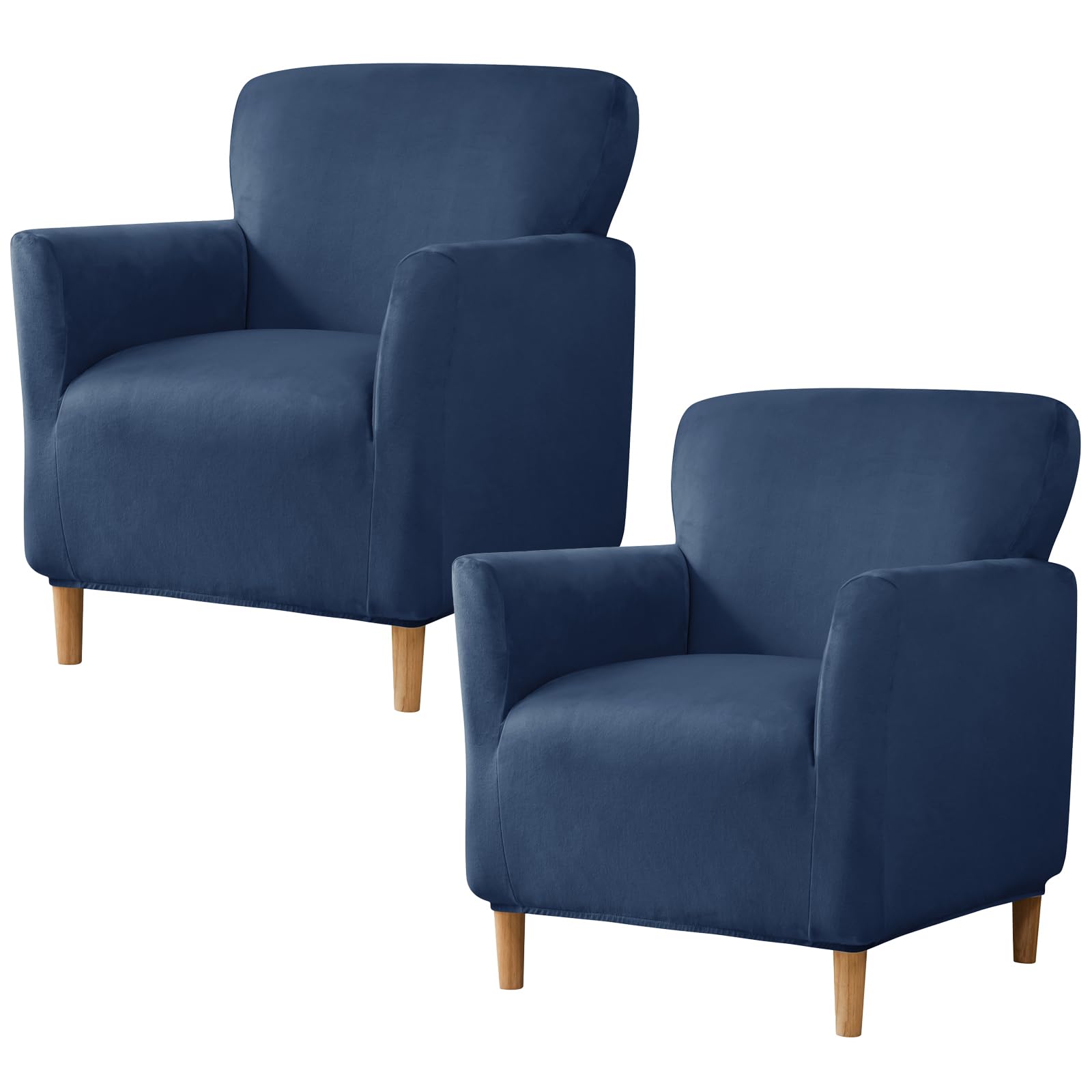 Banquet Armchair Slipcover Luxury Velvet Chair Slipcovers with Arms Stretch Chair Covers for Living Room Soft Club Chair Cover Anti Slip Furniture Protector, Set of 2, Dark Blue