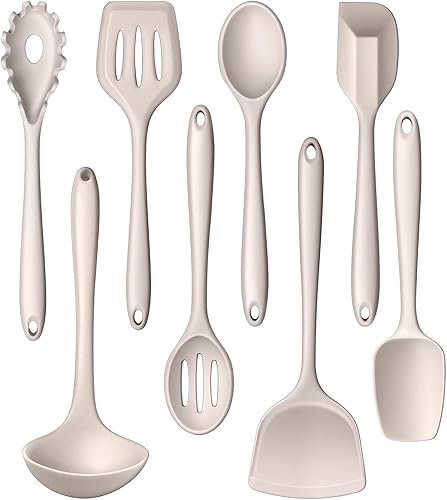 LIANYU Juego de utensilios de cocina de 8 piezas, juego de utensilios de cocina de silicona, herramientas de cocina resistentes al calor para