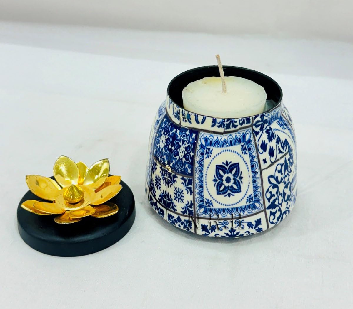 Blue Votive Candle Holders, Tea Lights Candles Holders for Wedding Shower Gifts & Party, Blue Votives for Home Table Decorations