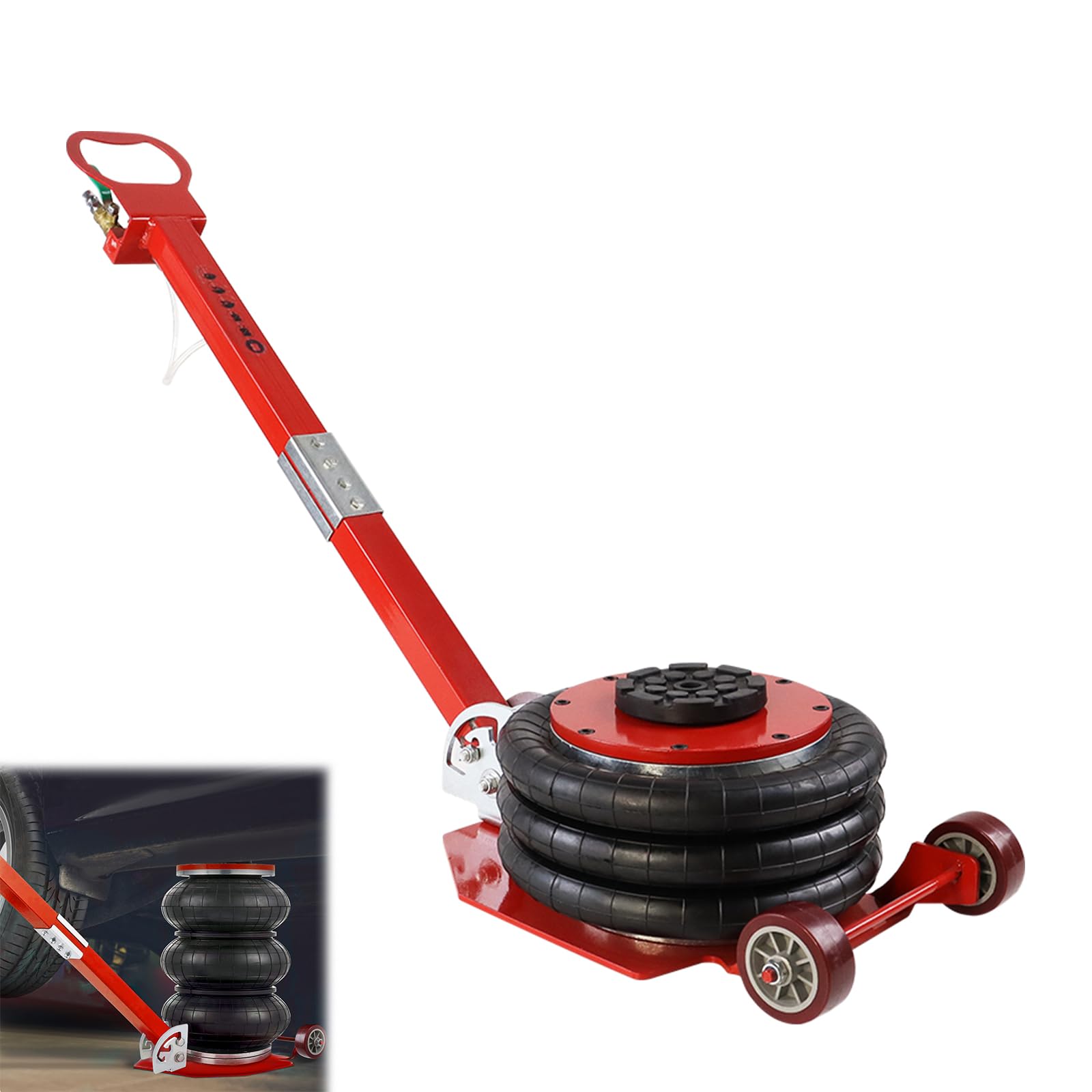 LILIIN Cric pneumatico 3T - Cric per auto, altezza di sollevamento: 150 – 400 mm - Cric ad aria con maniglia, cric per riparazione, in rosso e nero