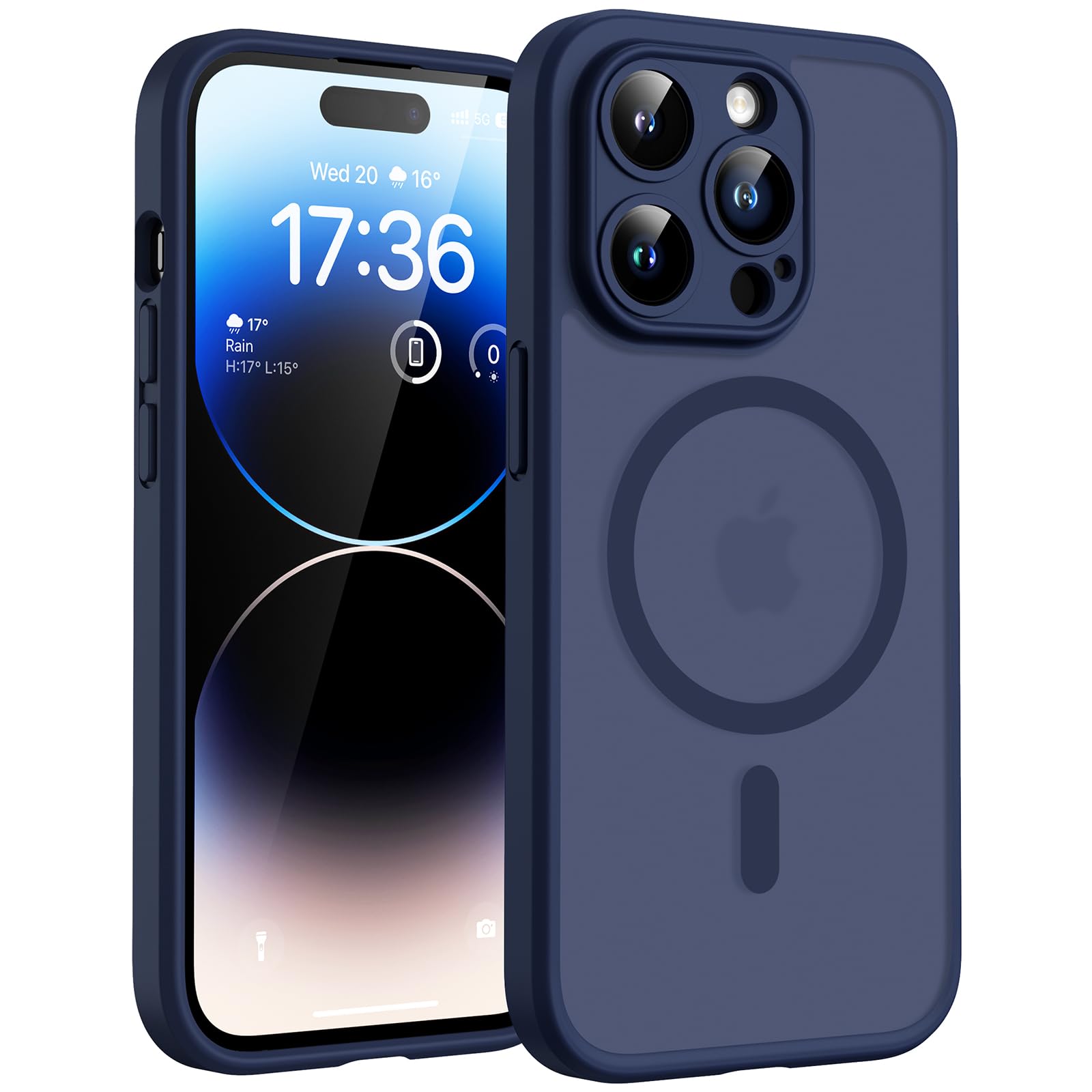 TOCOL Cover Magnetica per iPhone 14 Pro 6,1 Pollic, Compatibile con MagSafe, Protezione Fotocamera Integrata, Custodia Antiurto Traslucida Opaca, Blu