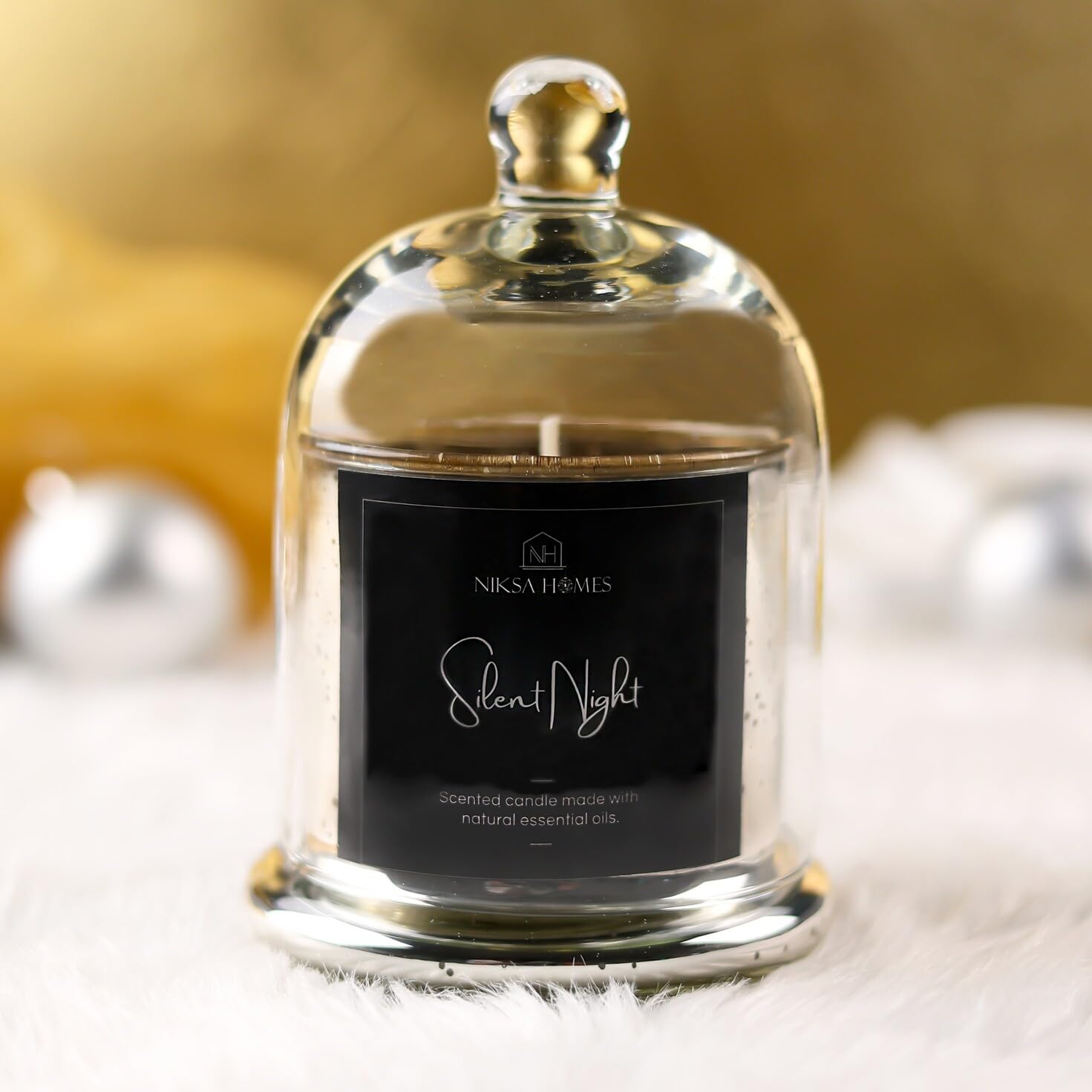 Bell Jar Scented Candle | Glass Dome | for Home, Bedroom, Love Valentine Gift for Girlfriend, Wife Her, Him Luxury Aroma | 80 Hrs | Soy Wax (Silent Night)-picture-16