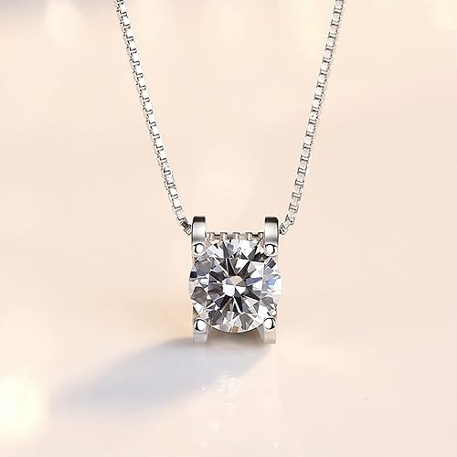 Miniatura 3 de Collar con colgante clásico simple de plata de ley S925 Delicado collar de gargantilla de circonita cúbica de plata Collar con colgante de plata