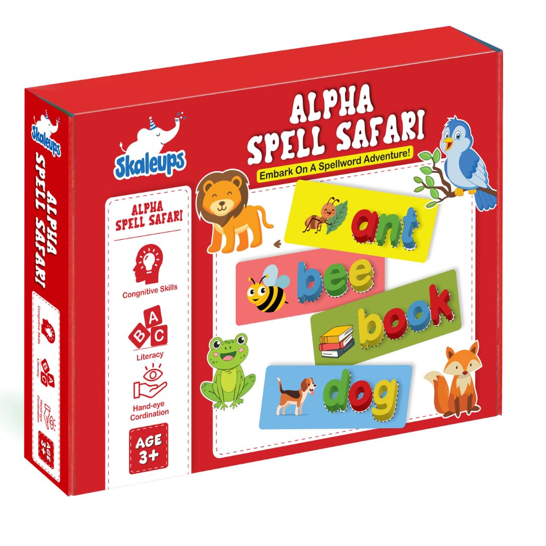 Skaleups Alpha Safari English Spelling Letter Early Learning, Fun Alphabet Word Puzzle Game with Flash Cards for Kids - Educational Preschool Toys & Games - Gift for Age 3-6 Years (B0CNJVZQ91) Amazon Price History, Amazon Price Tracker