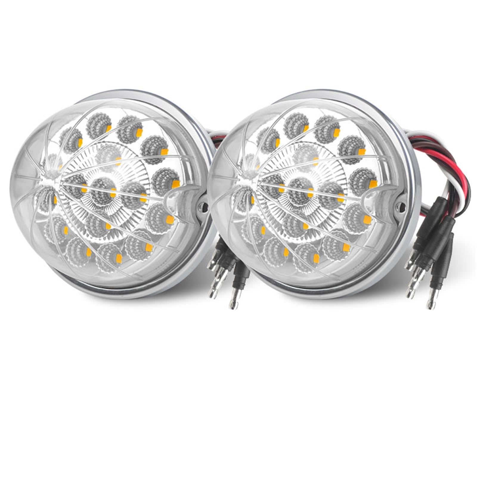 Intermitente lateral Luz LED Posición Lateral Lente Transparente Domo Externo Indicador Señal Giro Camión Remolque Advertencia Intermitente Marcador lateral(2pcs Yellow Light)