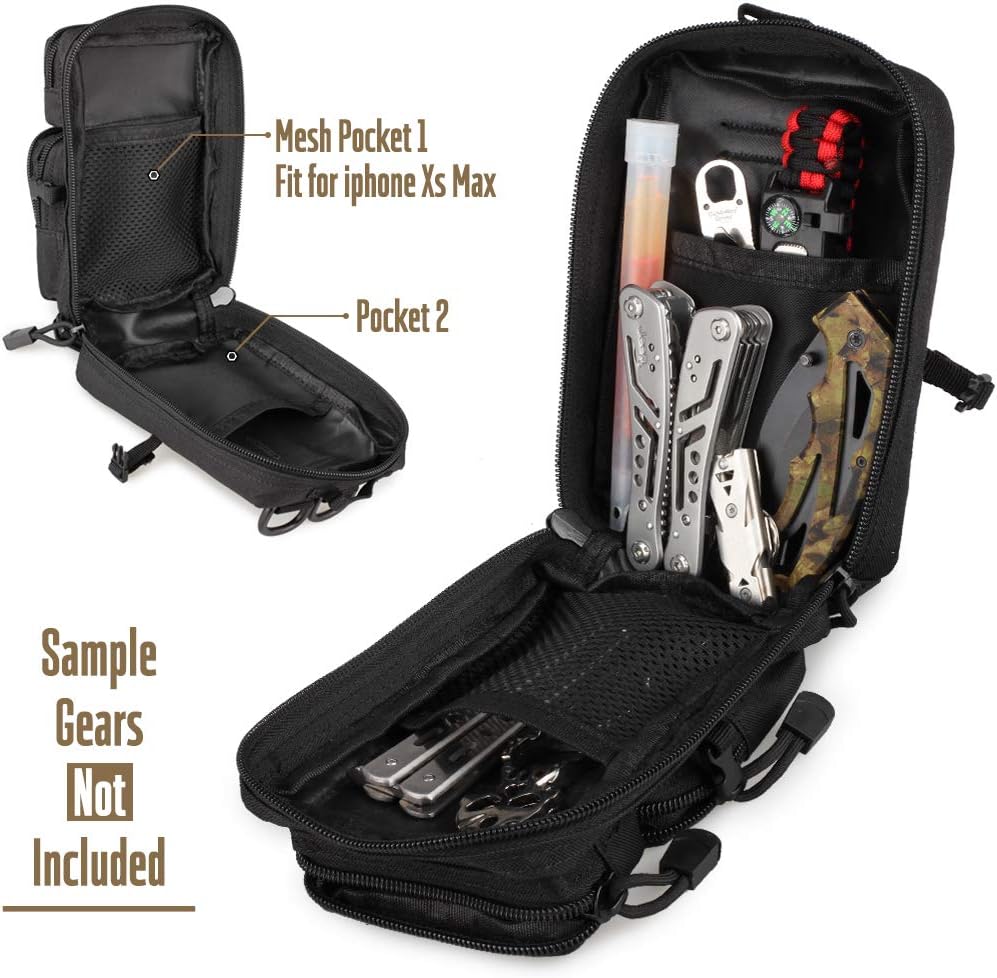 LIVANS Tactical Molle Utility Pouch, EDC Tool Pouch Tactical Phone Pouches Mini Waist Pouches Medical EDC IFAK Pack Mini Design of 3-Day Backpack - Image 3