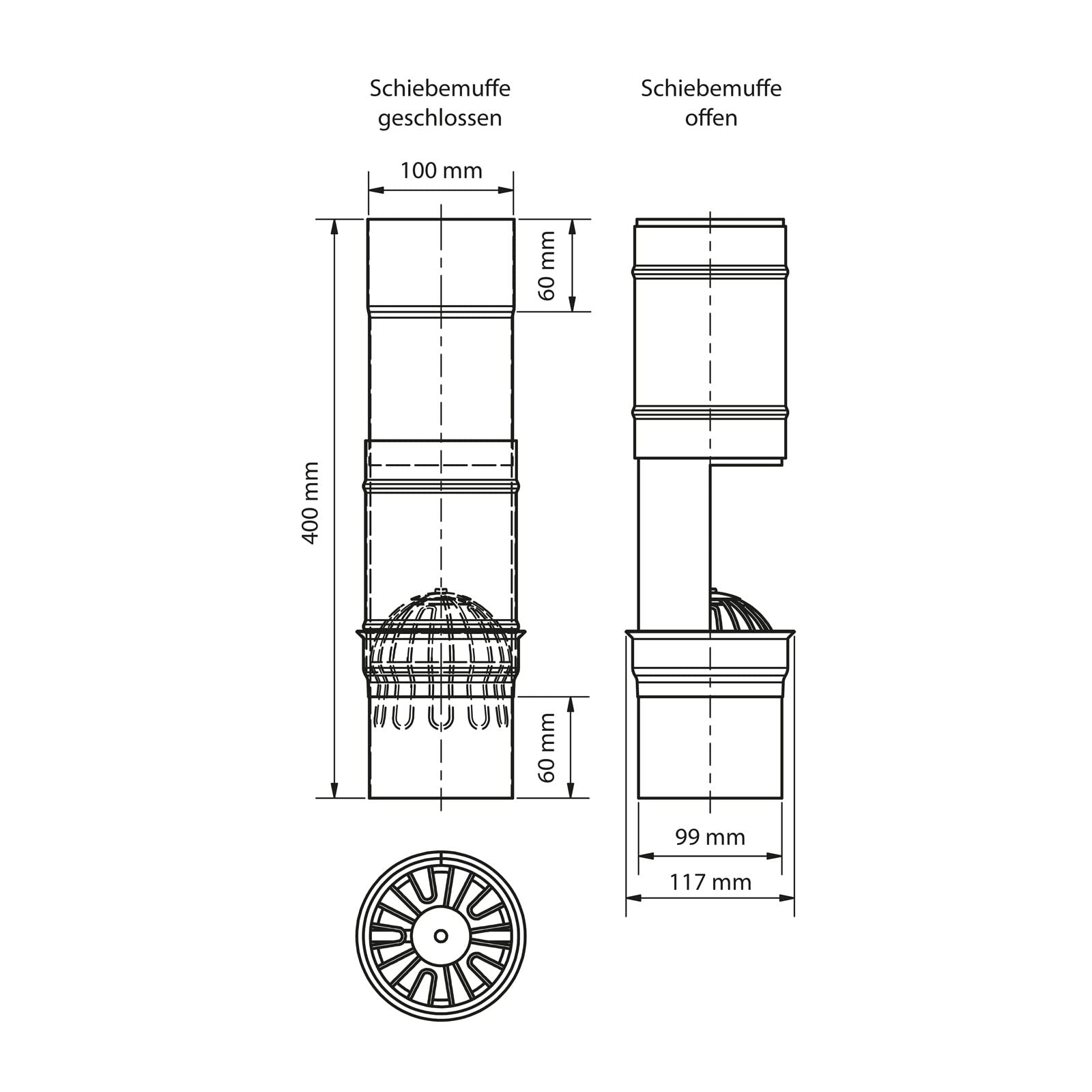 Laubsammler Zink mit Sieb DN 100 inkl. Adapter Regenwasserfilter Laubabscheider für Blechfallrohre mit 100 mm Durchmesser. Verhindert das Zusetzen und Verstopfen von Fallrohren durch Grobschmutzsieb