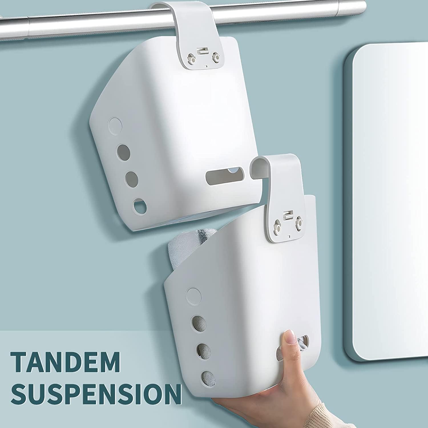 2 Pcs Plastic Hanging Basket Kitchen Storage organizer, Basket with Detachable hook, hanging baskets for organizing,Hang it behind a door or on a railing, Over the Cabinet Door - Image 3