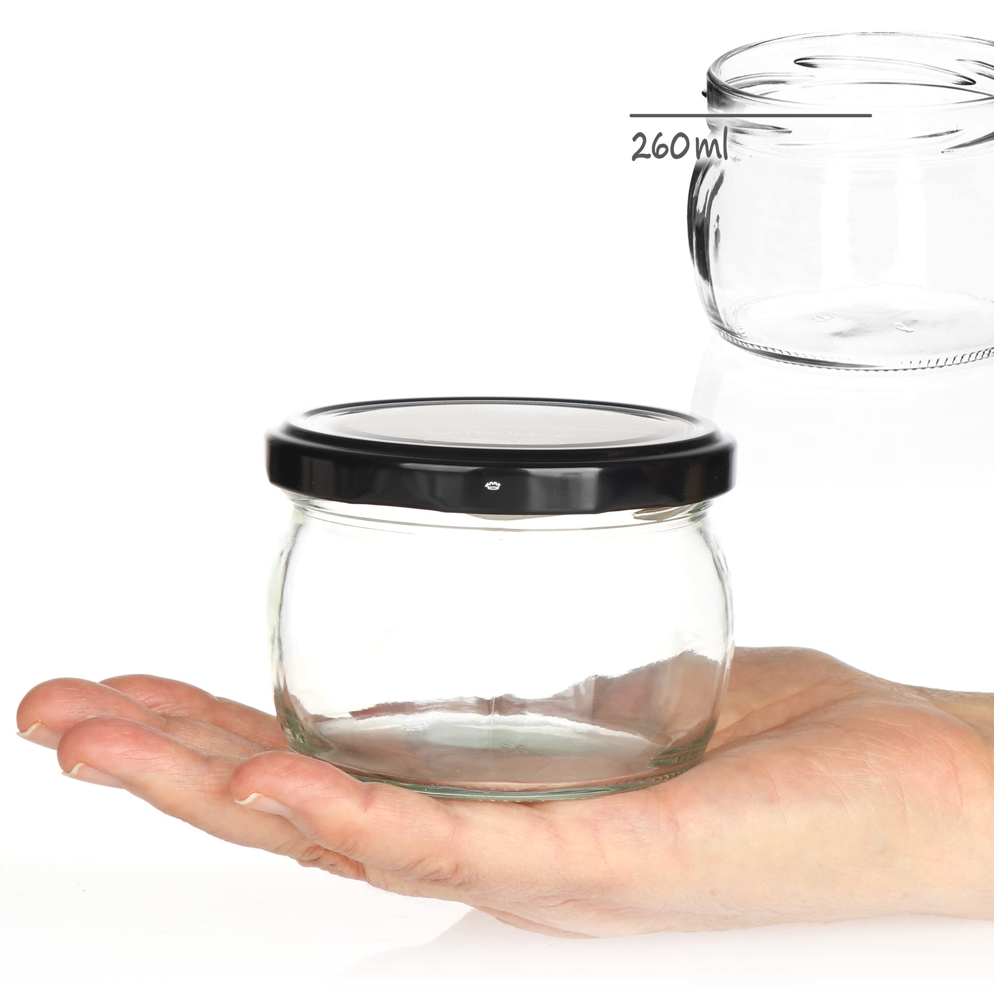 6 Bocaux De Conservation Com-four® Avec Couvercles "Made With Love" Vert Et Rose - Capacité 200ml, TO 82mm