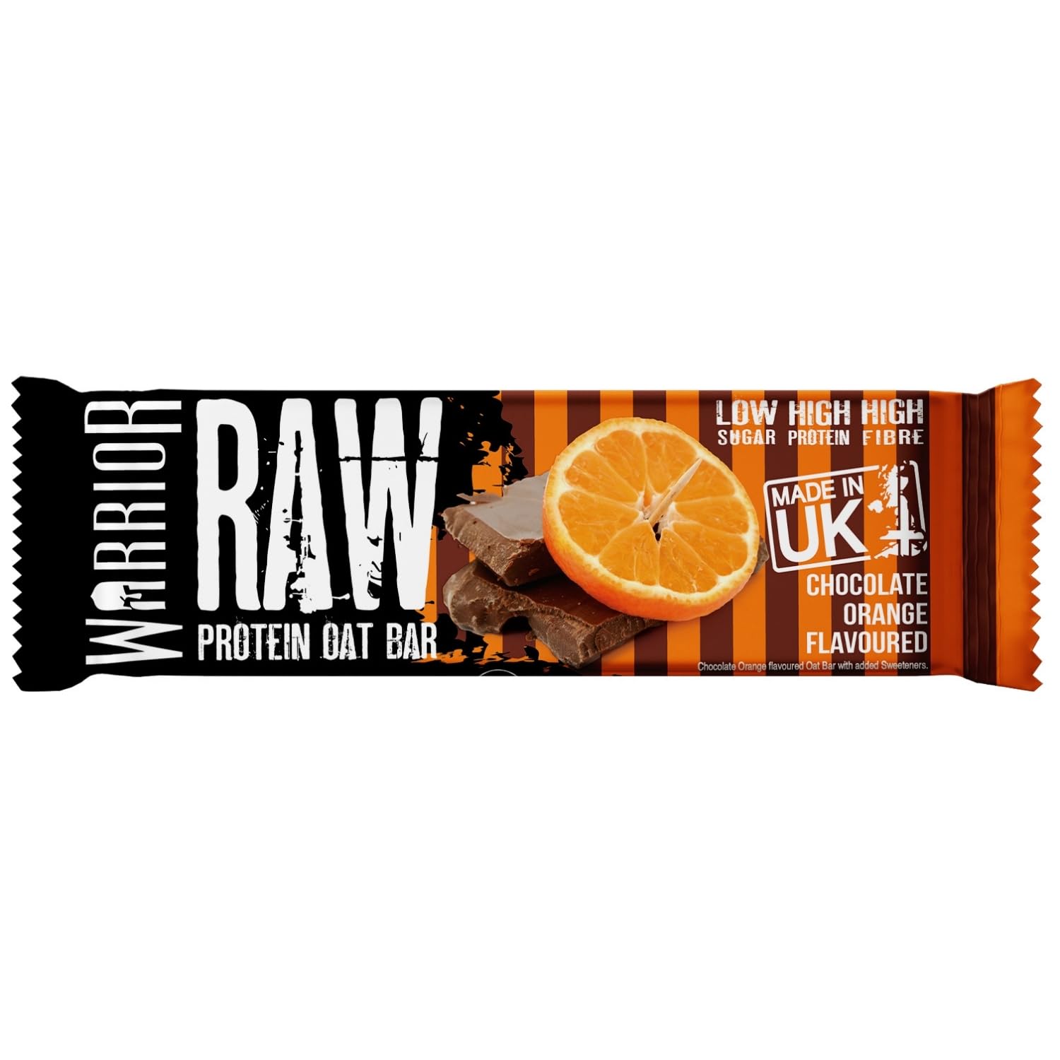 Warrior Raw Protein Flapjack – Barrette Proteiche ad Alto Contenuto di Fibre e Proteine, Basso Zucchero, Spuntino Energetico (Cioccolato e Arancia)