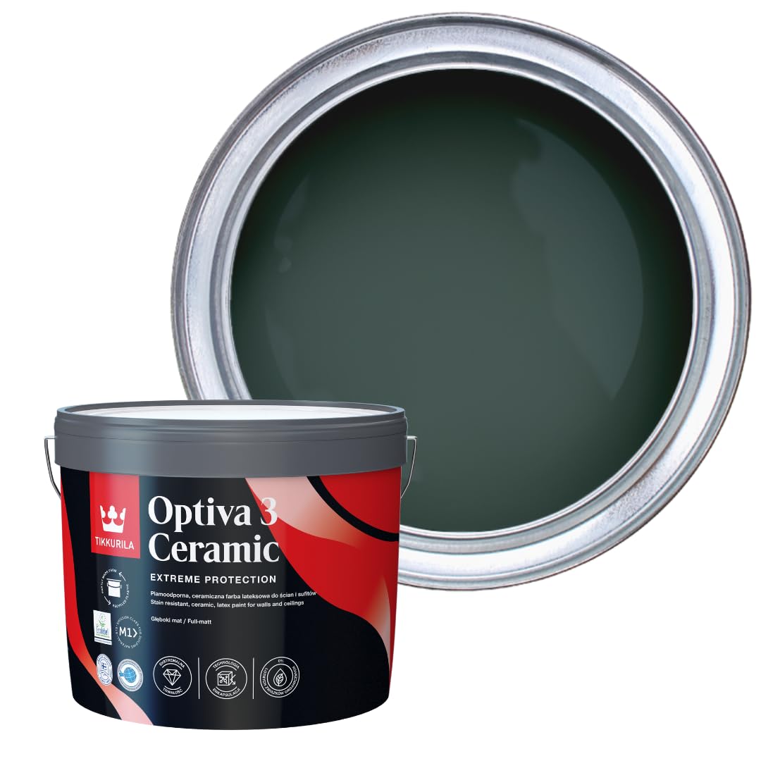 TIKKURILA Optiva 3 - Durable Super Flat Matt Paint For Walls & Ceilings - Zero VOC, Scrubbable, Easy To Clean (Fjord M442, 10 Liters)