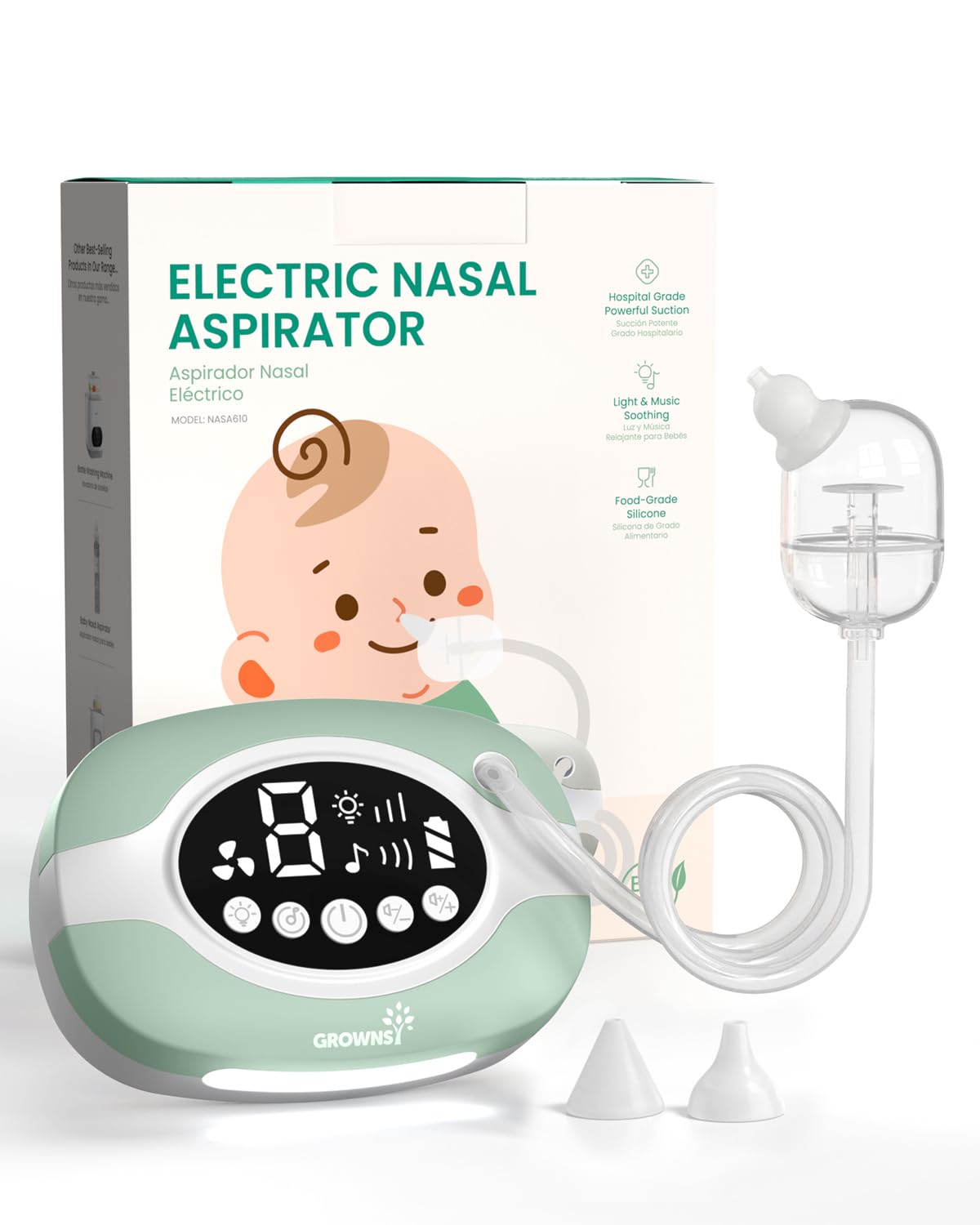 Photo 1 of GROWNSY Electric Nasal Aspirator, 9 Suction Levels for Baby, Green