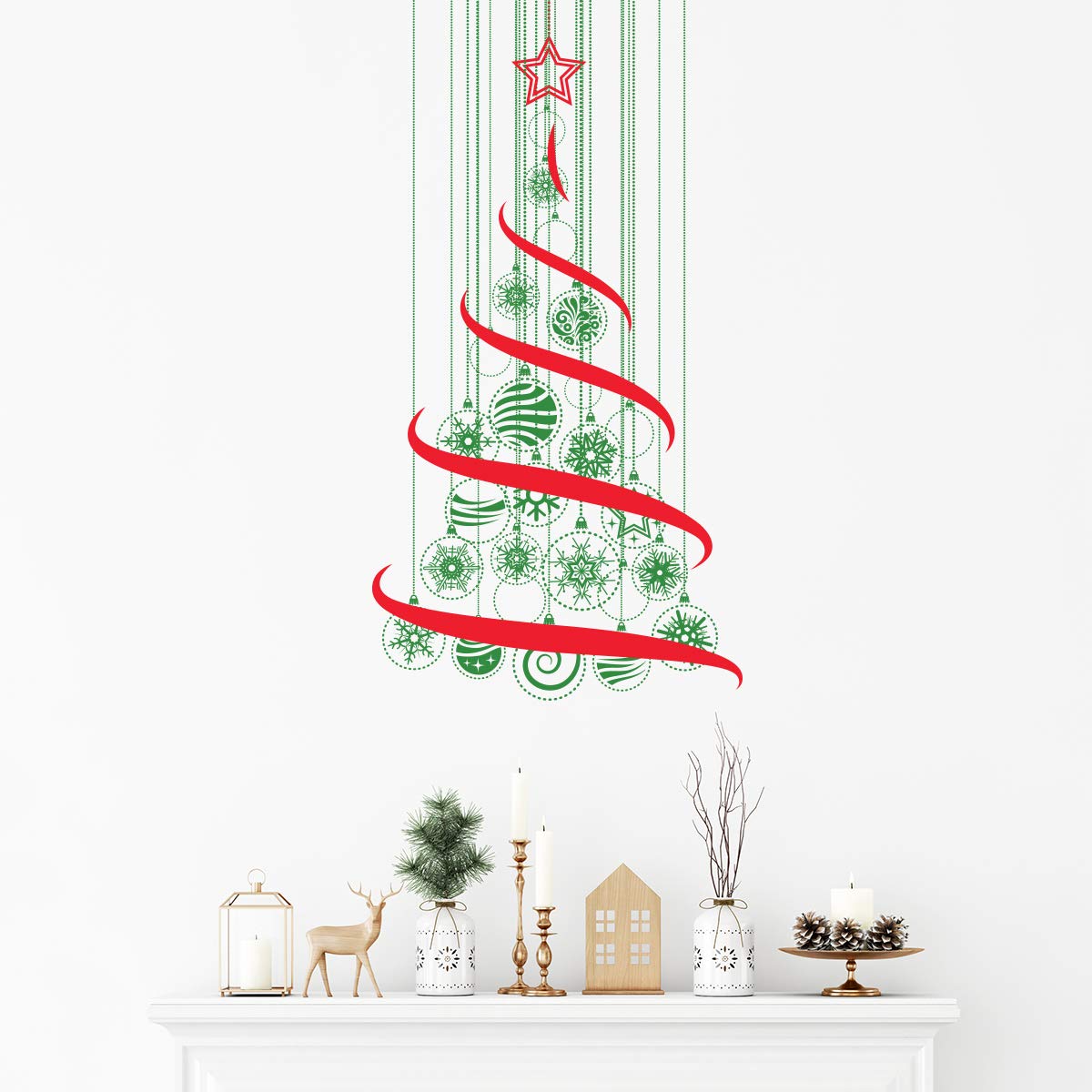 Ambiance Sticker Christmas Merry Christmas Aufkleber, selbstklebend, Weihnachten, Dekoration, Partys, für Schlafzimmer und Wohnzimmer, Weihnachtsbaum in der Luft, H 150 x L 80 cm