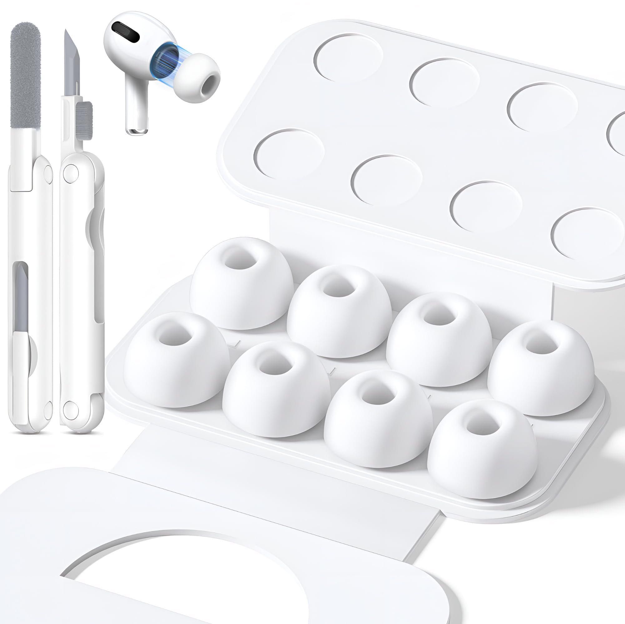 Replacement Ear Tips for Airpods Pro with Hole for Noise Reduction, Silicone Earplugs for Airpods Pro with Cleaning Set