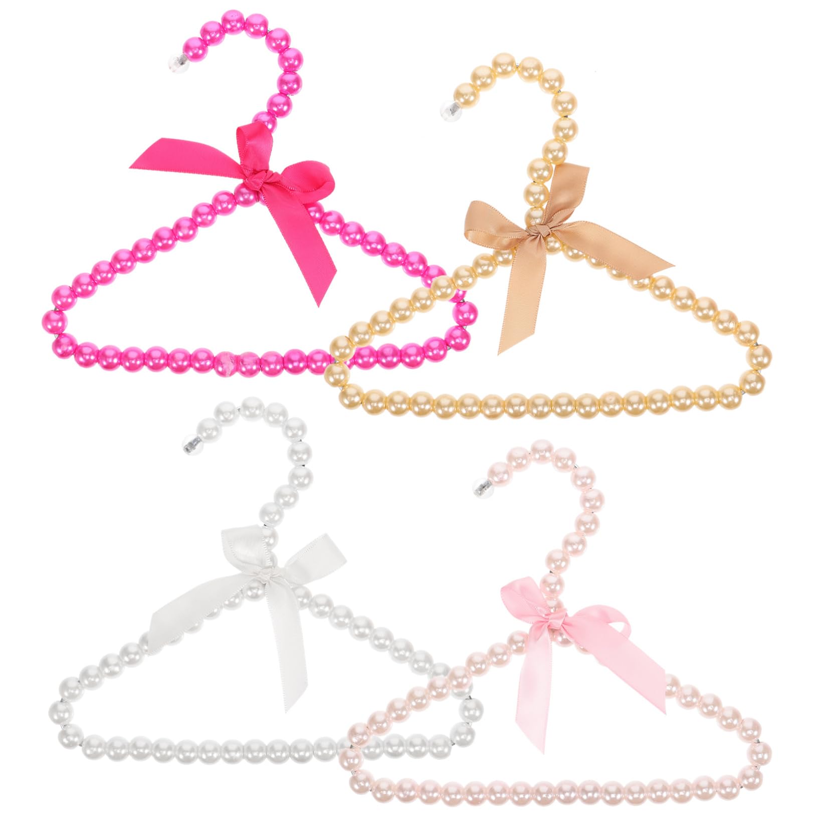 CORHAD 4pcs Pearl Hanger for Pets Stylish Clothes Drying Rack with Bow Design Versatile Hangers and Imitation for Newborns and Dogs