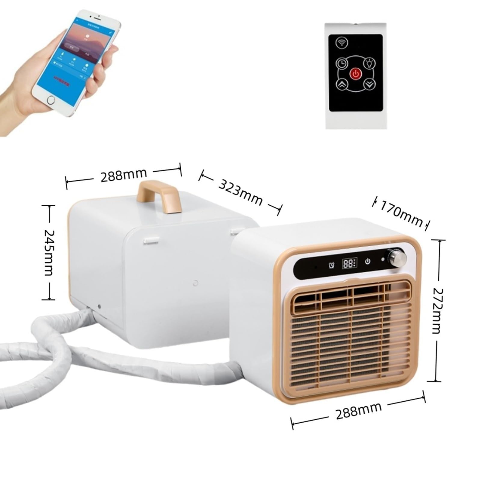 Tragbare Mini-Klimaanlage, Split-Kühlsystem, 5000 BTU, leise Kühlung, keine Fensterabdichtung erforderlich, Touch-Bedienung & Fernbedienung, Timer-Steuerung(With 2-meter connecting pipe)