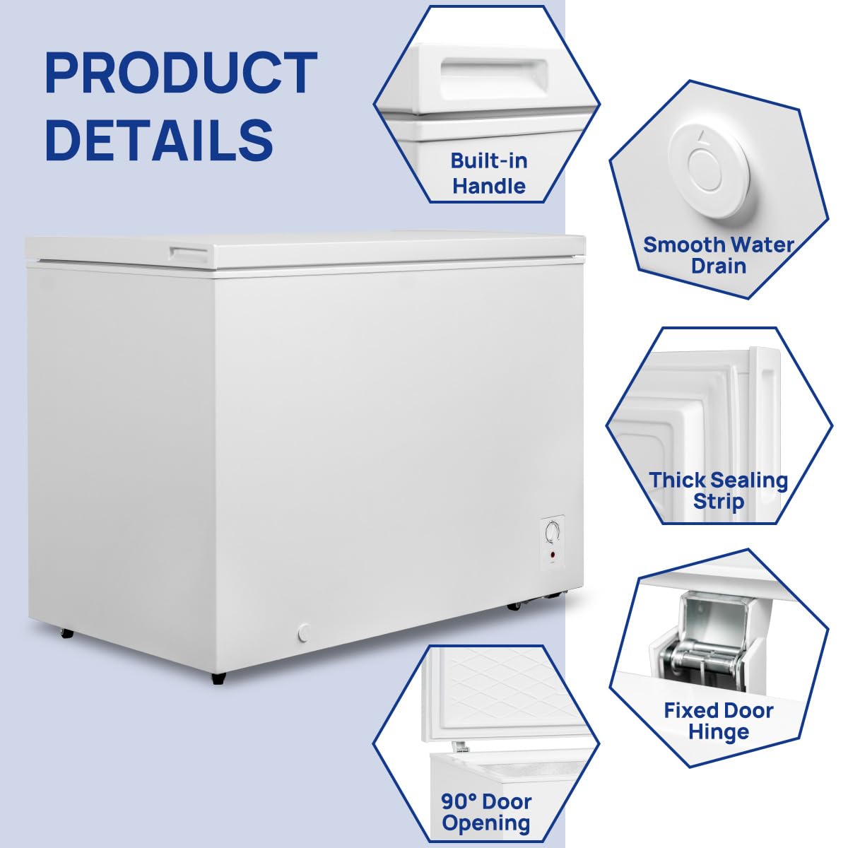 Smad Chest Freezer 14 Cu.Ft Mechanical Control With Removable Basket Top Open Door Deep Freezer, 14℉ -11.2℉, Free Standing, For Garage, Kitchen, Office, Home, White on Fridge.com - View 4