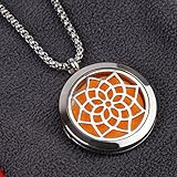 Essential Oil Diffuser Necklace Strong Stainless Silver– Holiday Gift 24’’ Chain and 6 Colored Pads to Match Jewelry to Your Outfit!- Best Natural Relaxation and Stress Reduction On the Move
