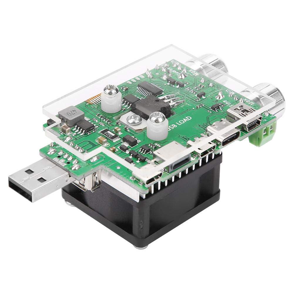 Akozon 35W Medidor Resistencia de Carga Electrónica Probador de Carga de USB Ajustable con pantalla LCD 4-30V DC