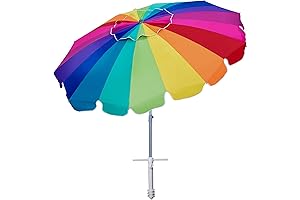 AMMSUN 7.5 FT LARGE BEACH UMBRELLA WITH SAND ANCHOR