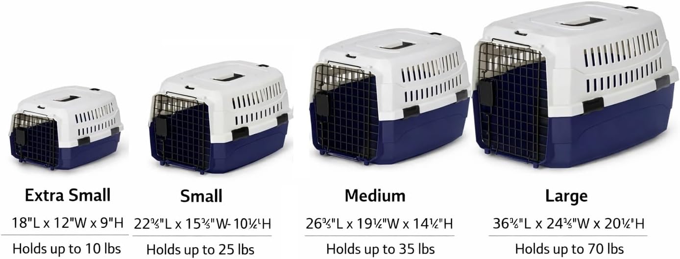 Dog Cat Animal Airline Car Truck Easy Travel Crate Kennel Cab Sturdy Secure Door Latches (Large)