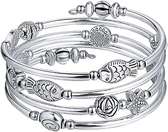 BULINLIN Layered Wrap Bangle Turquoise Bracelet - Bead Bracelet with Natural Agate Stone, Gifts For Women