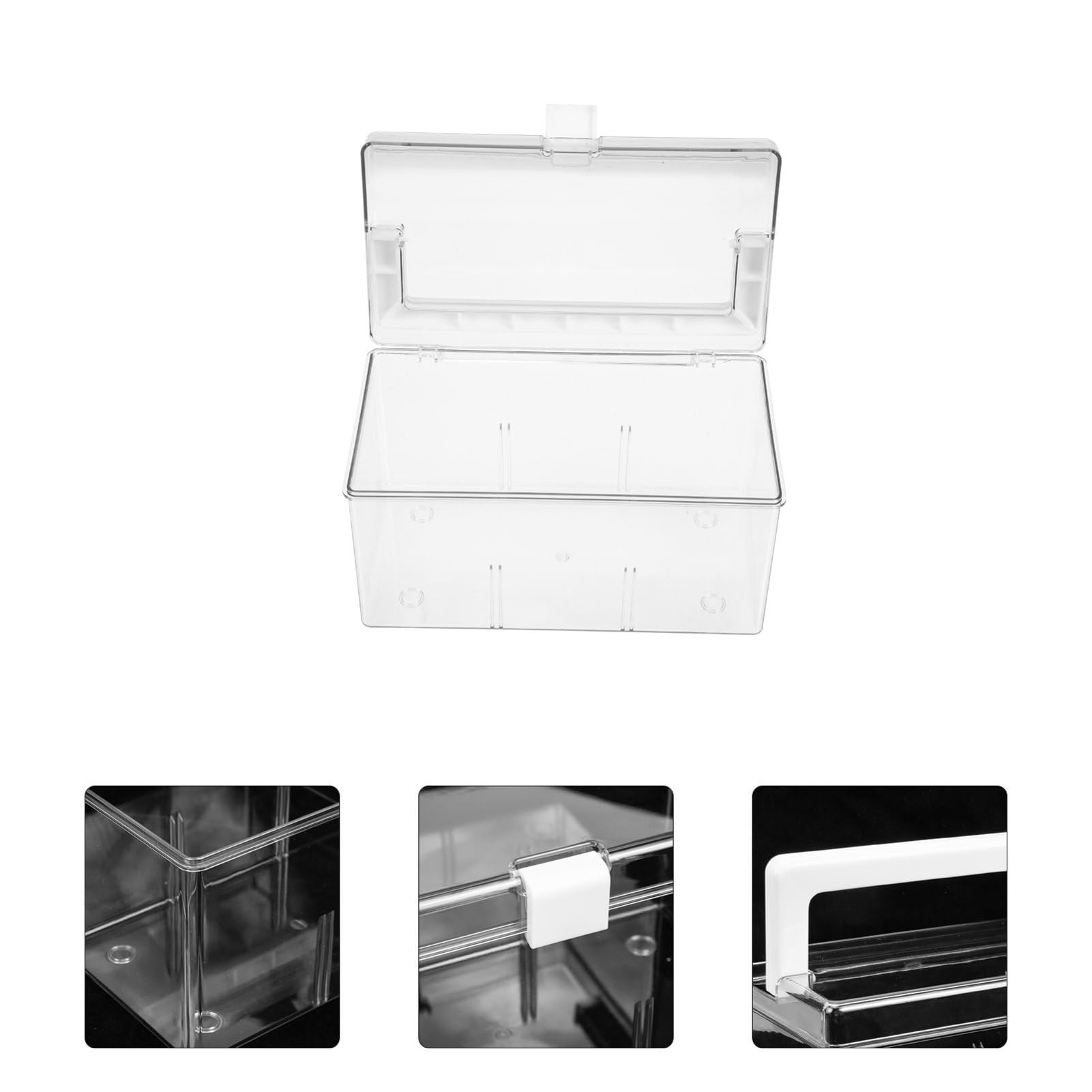 Scatola Pronto Soccorso Portatile con Coperchio in Pet | Contenitore Trasparente Multiuso, per Casa e Viaggio, Box con Maniglia, Formato Compatto