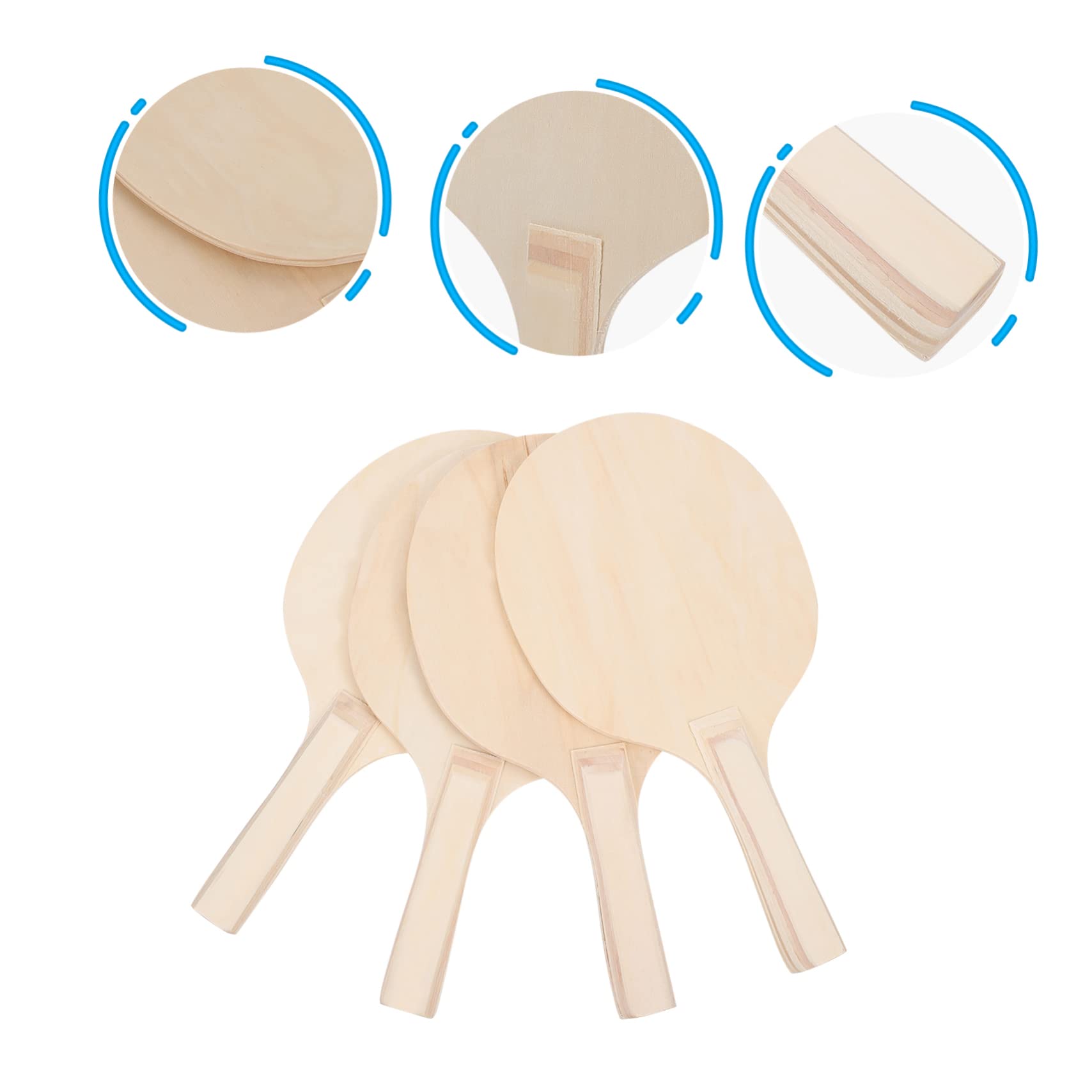 KOMBIUDA Set di Badminton Wood Paddles 4 Pezzi in Legno Marrone | Festa Estiva, Giochi Spiaggia, No Burr, Portatile, Leggero, Giochi Esterno
