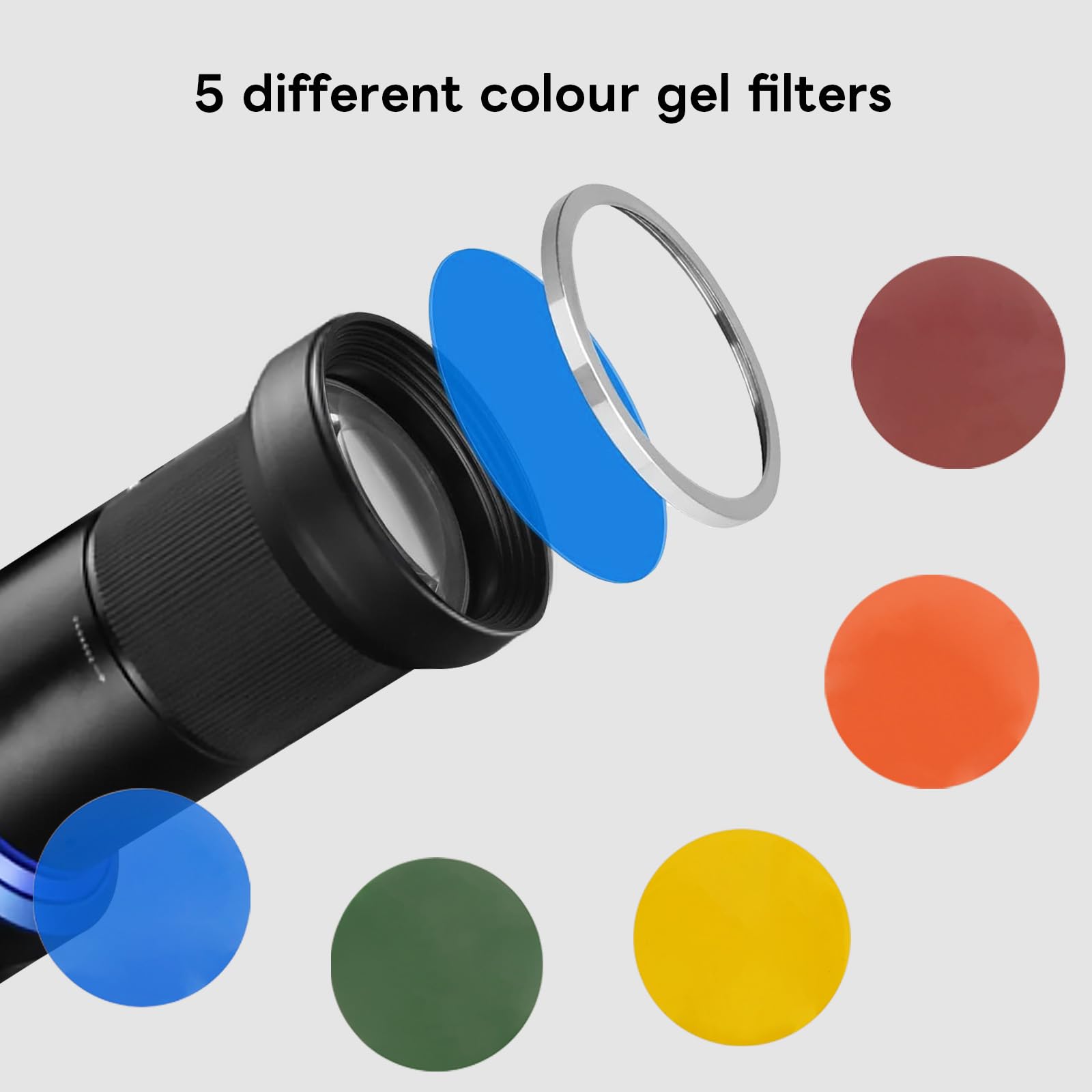 Proiettore Gobo con Snoot Spotlight con Attacco Bowens - Compatibile con Aputure Amaran 60d, Amaran 100X/D 200D/X, 150c/300c, 600x Pro, Godox SL60, ecc. 5 Filtri Colorati, 31 Gobo