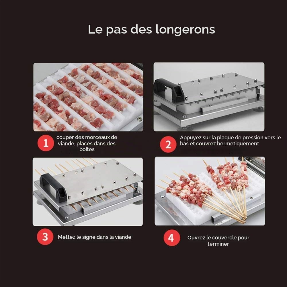 Brochette de Viande, Machine à brochettes Commerciale Manuelle, brochette de Kebab, brochette de Barbecue, brochette en Acier Inoxydable