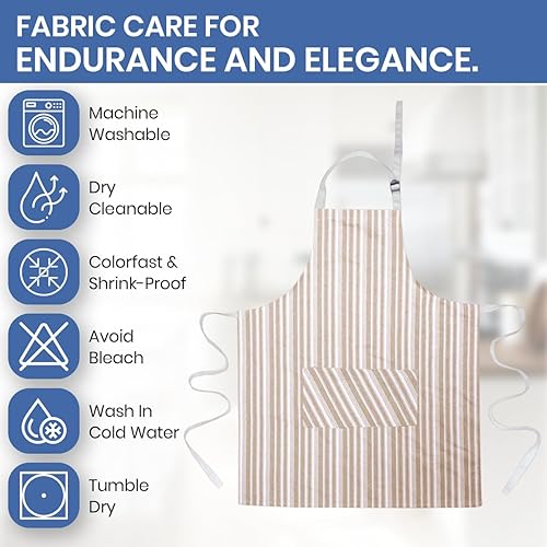 Miniatura 8 de Kitchen Apron Chef Apron with 2 pocketsCotton Bib Apron with Adjustable Straps Restaurant,Embroidery Craft Painting